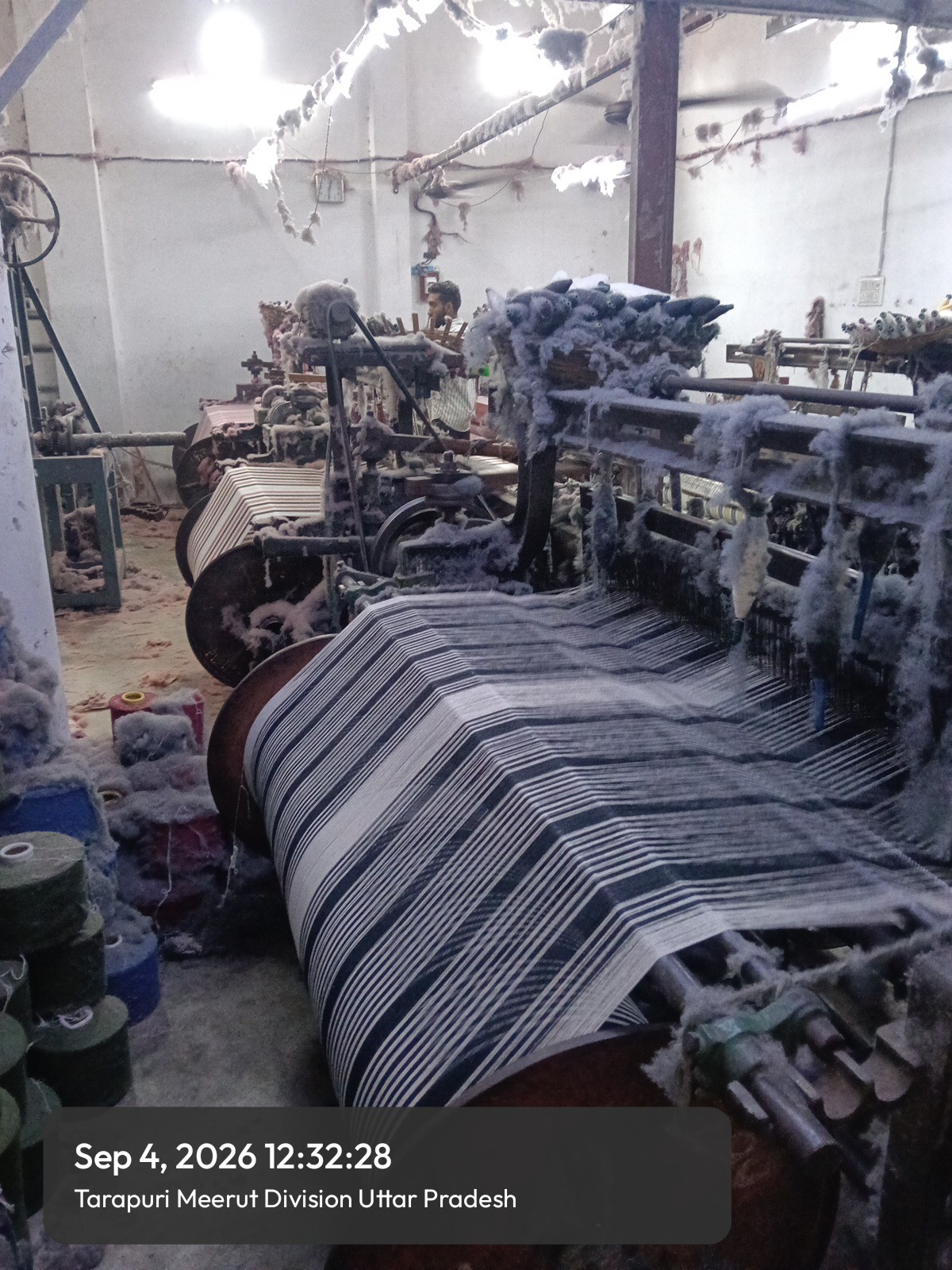 Fabric on textile production machine